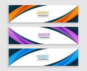 abstract wave curve business web banners set