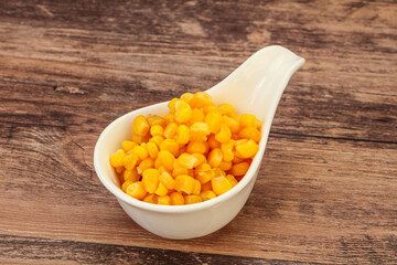 Sweet corn seeds in the bowl