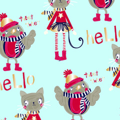 Christmas pattern vector illustration. Fabric, wrapping paper, wallpaper, packaging.