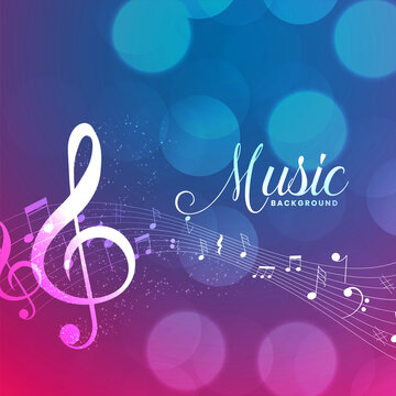 Music Pentagram Notes Background With Bokeh Backdrop