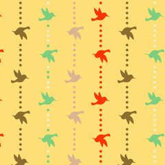 cute bird pattern vector illustration. Fabric, wrapping paper, wallpaper, packaging.
