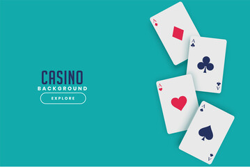 playing casino cards on turquoise background