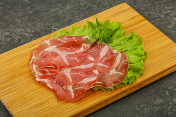 Smoked pork neck slices snack