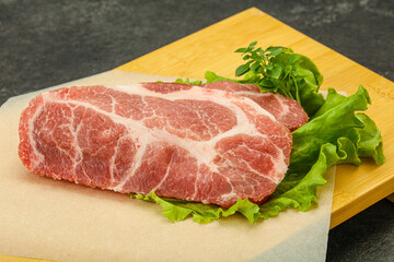 Raw pork meat neck steack