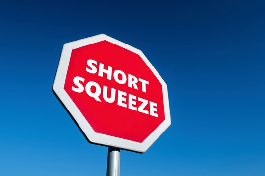 Stop sign with Short Squeeze text in order to stop this technique which harms short sellers
