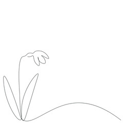 Snowdrop flower line drawing, vector illustration