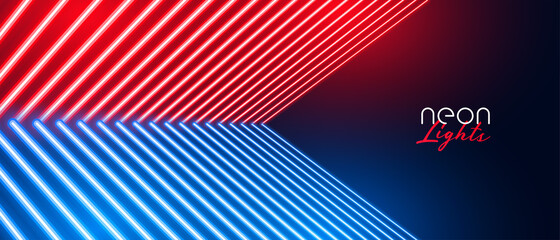 red and blue neon light lines background