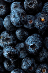 Fresh natural antioxidant blueberries pile, macro detailed close up