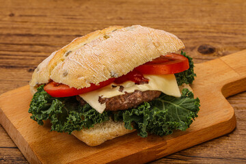 Italian ciabatta bread with burger
