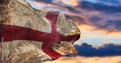 retro flag of England  with grunge texture waving in the wind. 3d illustration