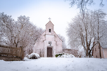 church in the white snow