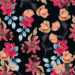 Beautiful seamless floral pattern background.
