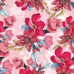 Beautiful seamless floral pattern background.
