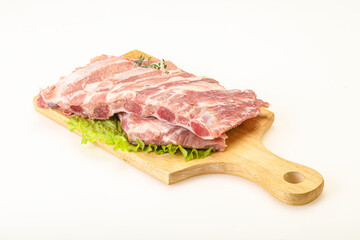 Raw pork ribs for cooking