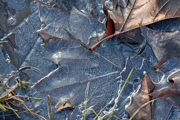 Abstract close up of frozen ice water in the winter