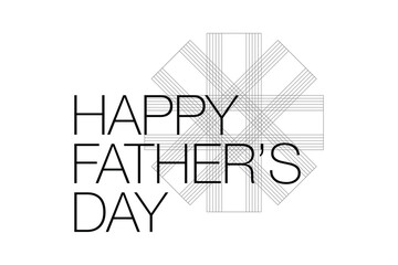 Modern, simple graphic design of a saying "Happy Father's Day" with lines forming geometric shapes in masculine flower abstraction. Elegant, urban typography in grey color.