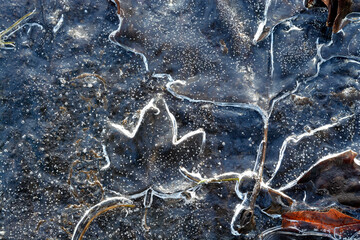 Fototapeta premium Abstract close up of frozen ice water in the winter