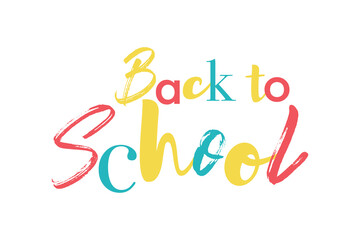 Colorful, playful, cheerful graphic design of a saying "Back to School" in red, yellow, blue colors. Experimental, fun and creative typography.