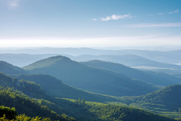 Obraz premium Green hills in mist