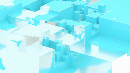 Abstract golden liquid on blue sky box. Art data technology concept