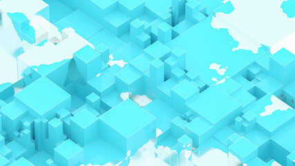 Abstract golden liquid on blue sky box. Art data technology concept