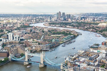Fototapeta na wymiar London cityscape, Tower Bridge and Docklands area, London, UK