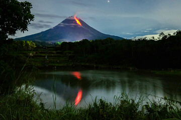 Mount Merapi is the most active volcano in Central Java and Yogyakarta, Indonesia. Merapi lenticular clouds, cloud rings and lava droplets Mount Merapi is the most active volcano in Central Java and Y
