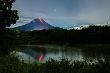 Mount Merapi is the most active volcano in Central Java and Yogyakarta, Indonesia. Merapi lenticular clouds, cloud rings and lava droplets Mount Merapi is the most active volcano in Central Java and Y