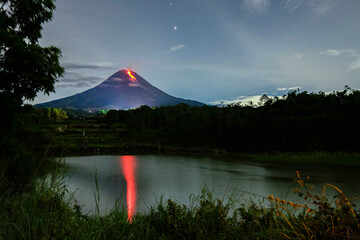 Mount Merapi is the most active volcano in Central Java and Yogyakarta, Indonesia. Merapi lenticular clouds, cloud rings and lava droplets Mount Merapi is the most active volcano in Central Java and Y