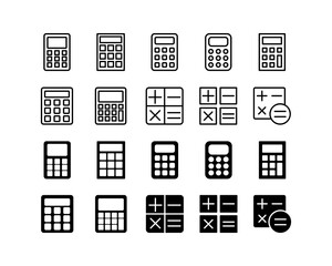 Calculator icon set. Vector graphic illustration. Suitable for website design, logo, app, template, and ui. 