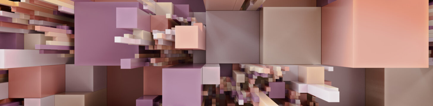 Multicolored 3D Block background. Tech Wallpaper with Natural hues. 3D Render 