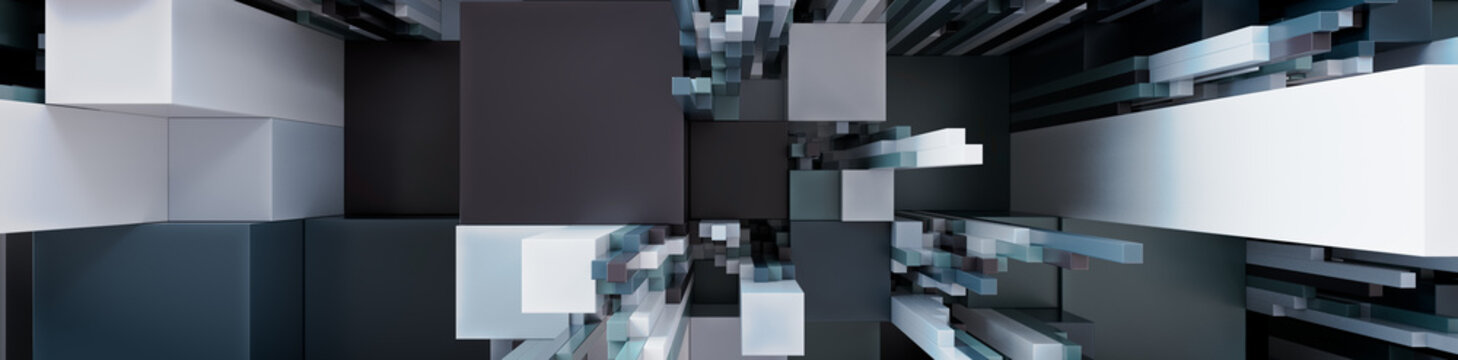 Multicolored 3D Block background. Tech Wallpaper with Muted colors. 3D Render 
