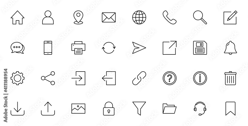 Wall mural website icon set. for computer, web and mobile apps