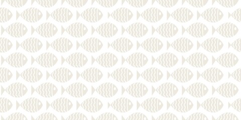 Nautical seamless pattern with swimming cartoon fish. Vector illustration