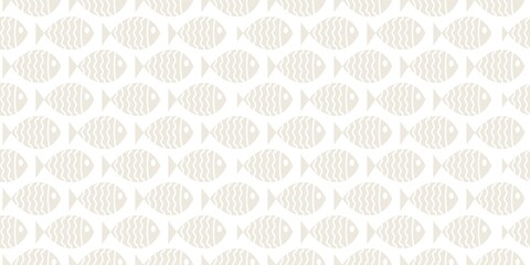 Nautical seamless pattern with swimming cartoon fish. Vector illustration