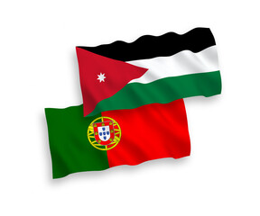 Flags of Portugal and Hashemite Kingdom of Jordan on a white background