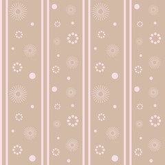 Vector. Circles, stripes and points. Pattern pink on a beige background. For fabric, wallpaper, notebooks, diaries, brochures, books, backgrounds, covers, banners, textiles. Scalable to any size.