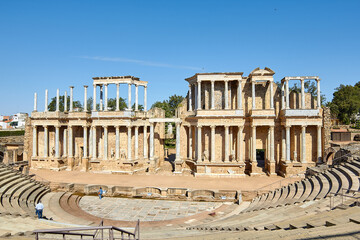 Fototapeta premium Panorámica del teatro romano de Mérida, Badajoz, Extremadura, España