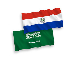 Flags of Saudi Arabia and Paraguay on a white background