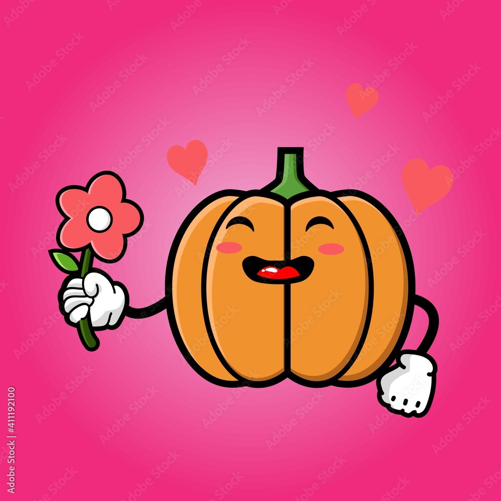 Canvas Prints cute pumpkin cartoon mascot character