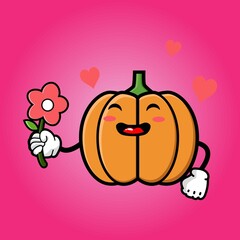 cute pumpkin cartoon mascot character