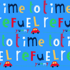 Cute baby car pattern vector illustration.