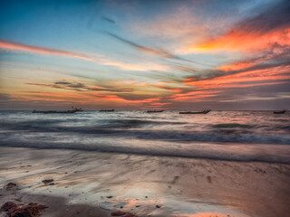 Fototapeta na wymiar Sunset on the Atlantic coast in Africa