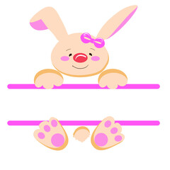 bunny, easter, rabbit, animal, pink, cute, cartoon, toy, illustration, holiday, egg, white, happy, hare, fun, isolated, spring, easter bunny, animals, pet, eggs, baby, card, funny, love