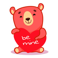 Cute bear vector logo icon. Kid bear illustration character doodle cartoon. Be my valentine. In love.