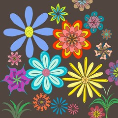 Fototapeta na wymiar flores coloridas de papel de parede