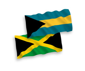 Flags of Jamaica and Commonwealth of The Bahamas on a white background