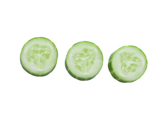 Cucumber and slices isolated over white background.