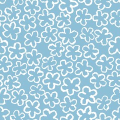 Pattern for children's clothing . Vector blue background with white daisies.