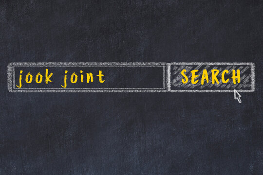 Search engine concept. Looking for jook joint. Simple chalk sketch and inscription